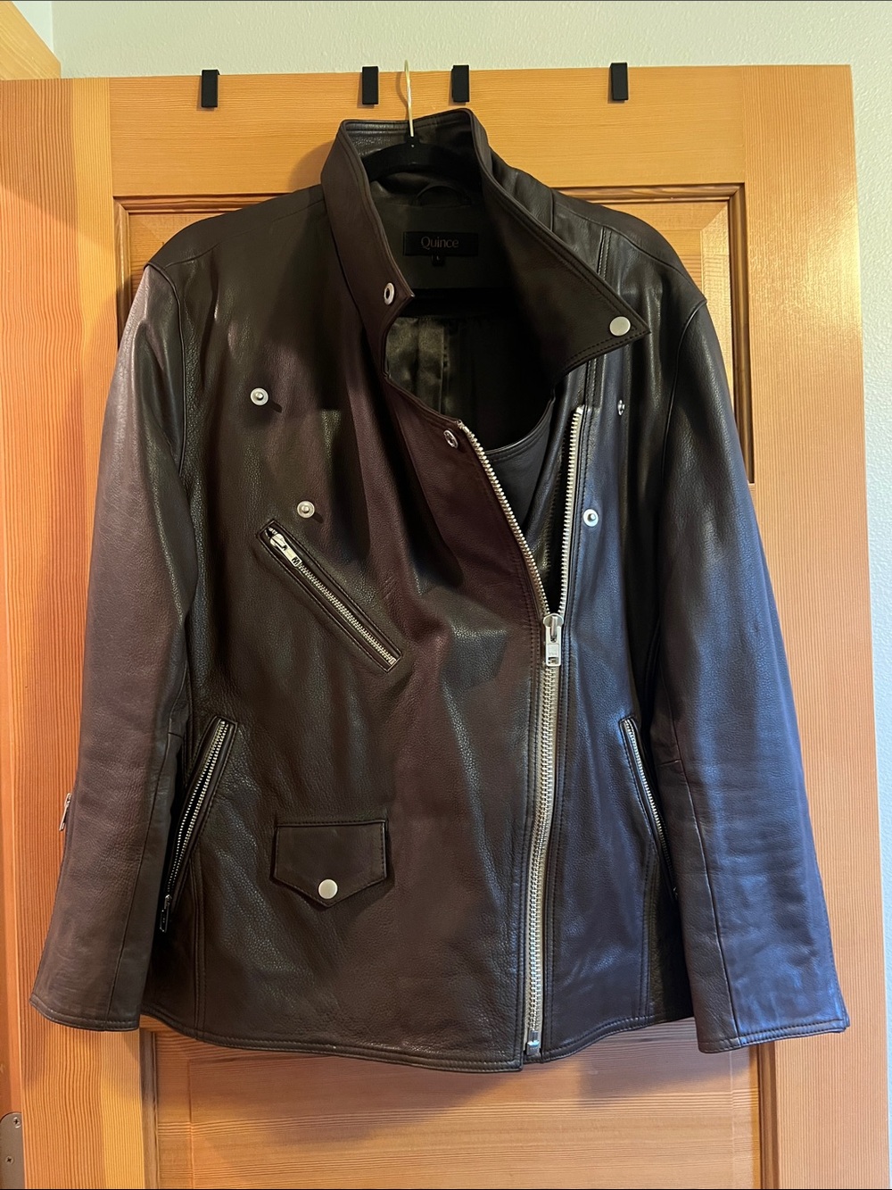 Quince Women's chocolate brown leather Moto Jacket